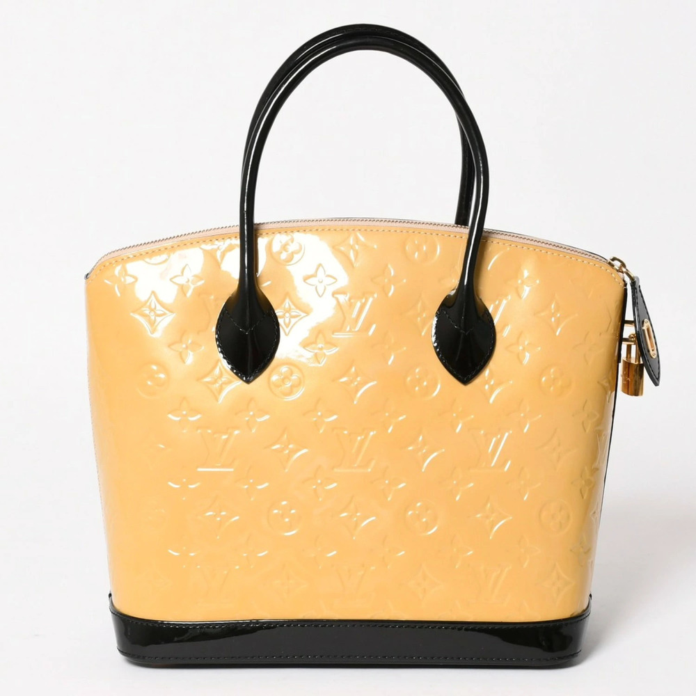 LOUIS VUITTON Lockit handbag Monogram Vernis yellow black